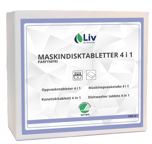 Maskindiskmedel Liv Tabs, 100st/fp 4in1 Svanen - LiV