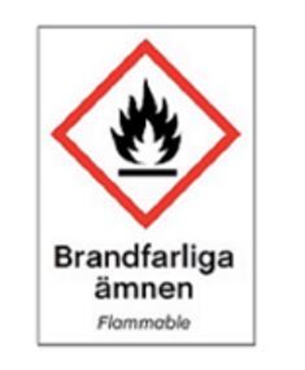 Brandfarliga ämnen/Flammable , A5 skylt plast självhäftande
