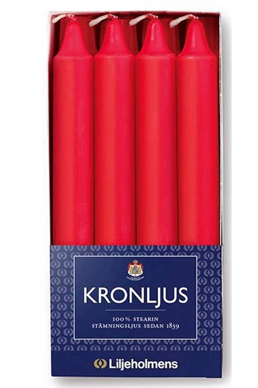 Kronljus stearin, 20cm röd 7 tim Svanen - Liljeholmens