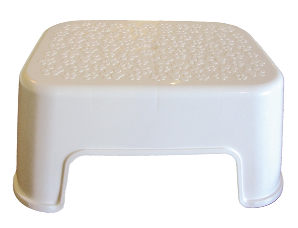 Fotpall plast PP, vit räfflat 40kg maxvikt