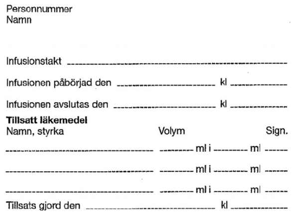 Etikett Tillsatt läkemedel, 94x64mm självhäftande rle500