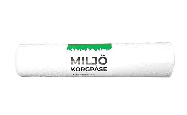 Avfallspåse HD plast, 30L 510x570mm 9my vit