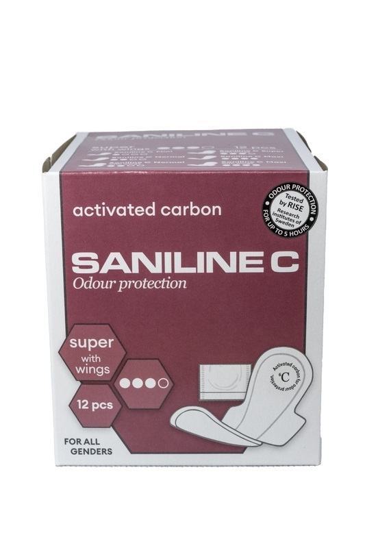 Inkontinensskydd för fixering i byxa, Saniline C Super m vingar Kol - Saniline
