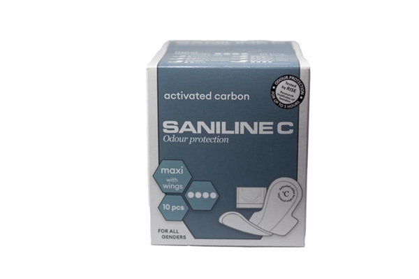 Inkontinensskydd för fixering i byxa, Saniline C Maxi med vingar Kol - Saniline