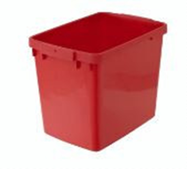 Plastkärl, 25L röd rektangulär