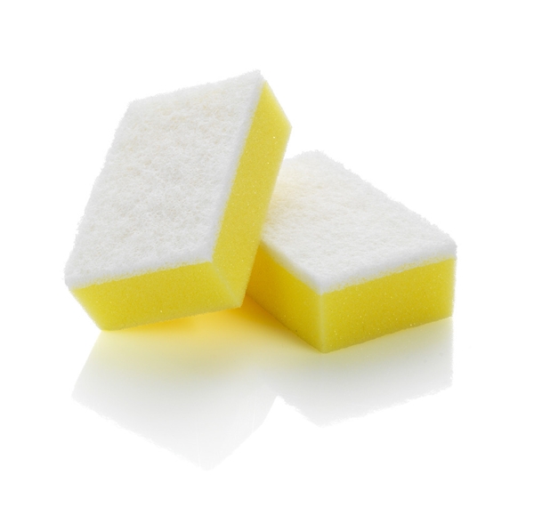 Rengöringssvamp utan slipmedel KBM, 55x90mm gul/vit utan grepp  - Kbm
