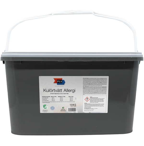 Tvättmedel pulver kulörtvätt PLS, 10kg Allergi oparfym Svanen - PLS