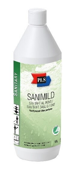 Sanitetsrengöring Sanimild PLS, 1L oparf pH=6,5/7,0 Svanen - PLS