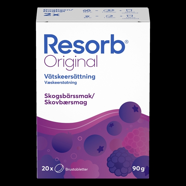 Resorb Original vätskeersättn, Skogsbär 2x10st brustabletter