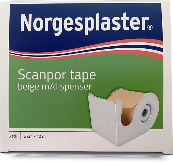 Häfta papper Scanpor, 5cmx10m beige hållare - Scanpor