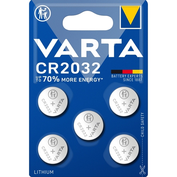 Batteri lithium 3V CR2032, Varta 5-pack - Varta