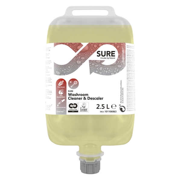 Sanitetsrengöring SURE Washroom Cleaner & Descaler, 2,5L oparfymerad QS - SURE
