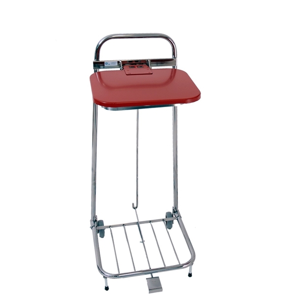 Säckställ med 2 hjul och lock, 60L röd med pedal - Hykab