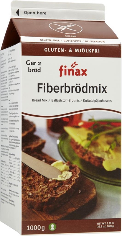 Brödmix glutenfri fiber, 1x1000g Fiberbrödmix Finax - Finax