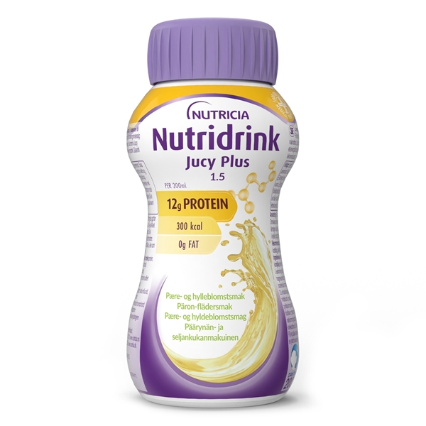 Nutridrink Jucy Plus, 4x200ml päron-fläder - Nutridrink
