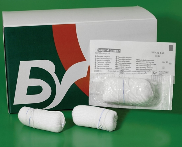 Vaginaltamponad gasväv BV, Ø3,2x7cm m snöre + rtg-tråd - Bastos