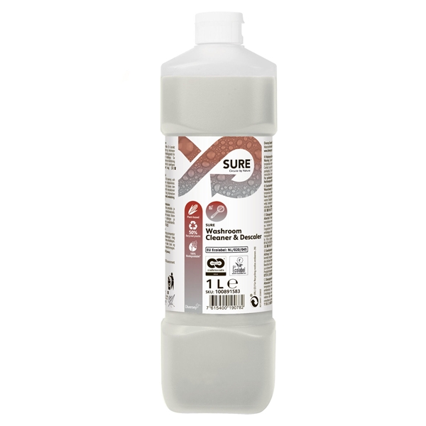 Sanitetsrent SURE Washroom Cleaner & Descaler, 1L oparf pH=2 W2638 - SURE