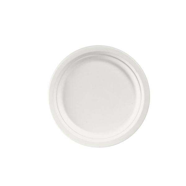 Tallrik bagasse flat, 22cm vit - Biopak