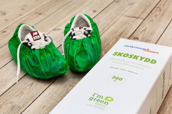 Skoskydd Bioplast Polynova, 15x41cm L 30my gröna - 2