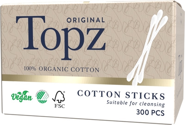 Öronpinne papper Topz, 8cm m bomull 300-p Svanen - Topz