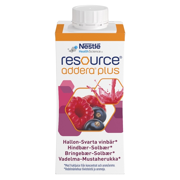 Resource Addera Plus, 4x200ml hallon-svartvinbär - Resource
