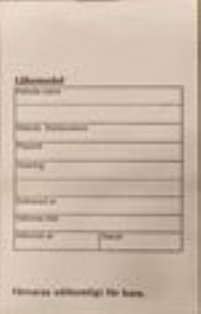 Medicinpåse med text, H14cm, B9cm vit med banderoll