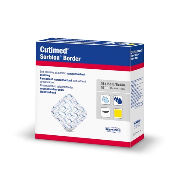 Superabsorberande förband Cutimed Sorbion, 15x15cm silikon Border - Cutimed - 1