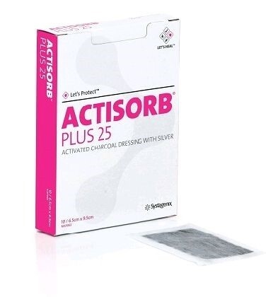 Kol/silverkompress Actisorb Plus 25, 6,5x9,5cm - Adaptic