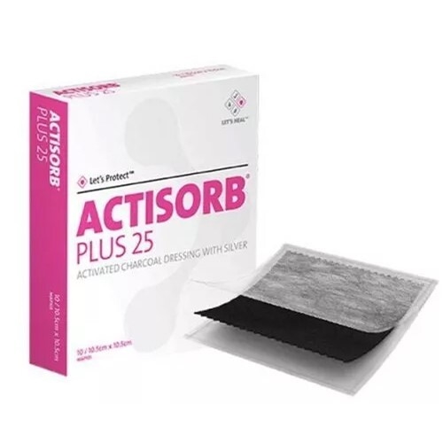 Kol/silverkompress Actisorb Plus 25, 10,5x10,5cm - Adaptic