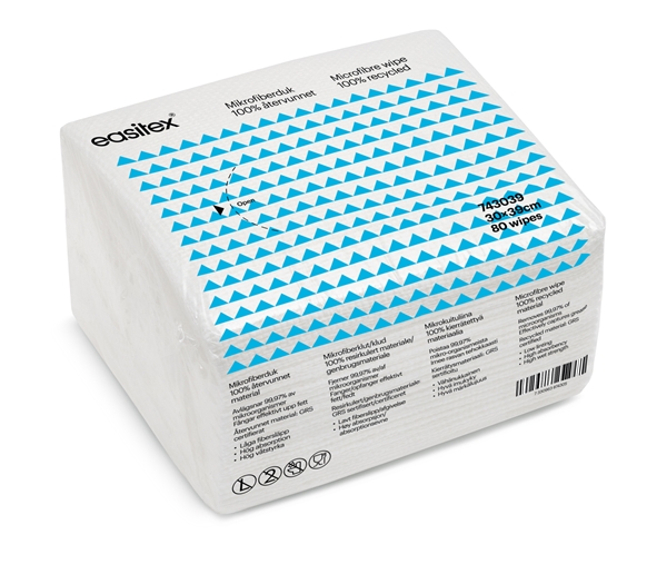 Torkduk mikrofiber Easitex, 30x39cm vit 100% återvunnen - EasiTex