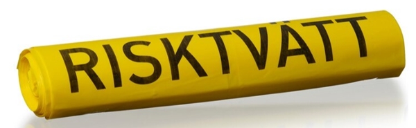 Sopsäck plast Tr Risktvätt, 125L 750x1150mm 70my gul