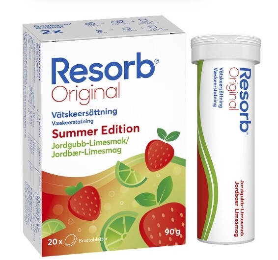 Resorb Original vätskeersättning, Jordgubb-lime 2x10st brust - Resorb