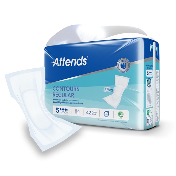 Inkontinensskydd för fixering i byxa, Attends Contours Regular 5 - Attends