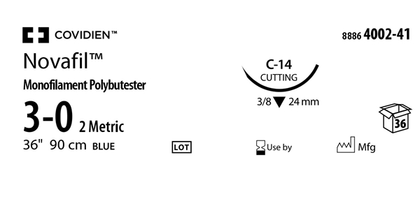Sutur E Novafil 3-0 monofil, 90cm C14 blå