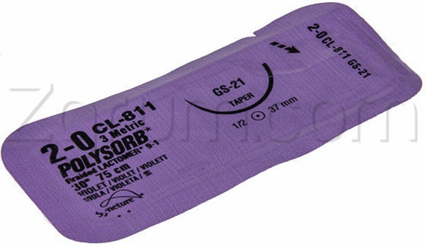 Sutur R Polysorb 2-0 multifil, 75cm GS21 Violett