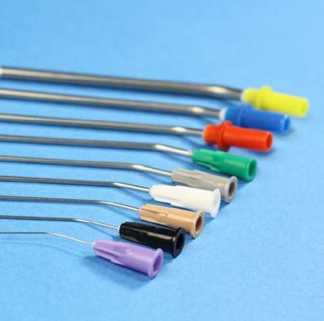 Öronsugkanyl metall enkelböjd, 2,5x80mm orange Big pack