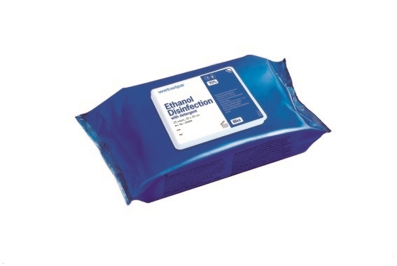Desinfektionsduk med etanol och tensid engångs, 30x20cm Wet Wipe Mini blå