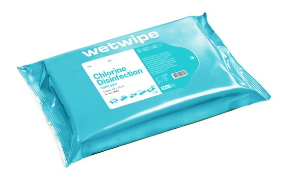 Desinfektionsduk klor engångs, 43x30cm Wet Wipe Chlorine Maxi
