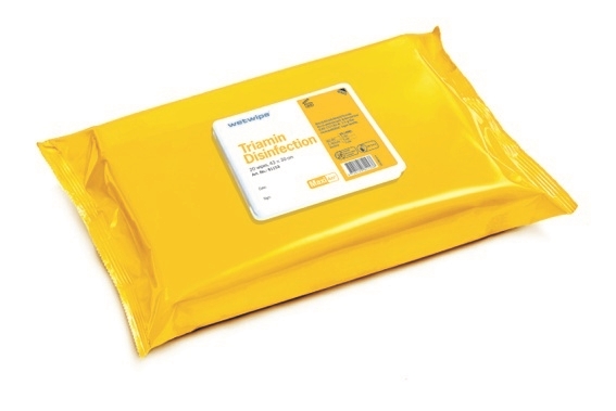 Desinfektionsduk engångs alkoholfri, 43x30cm Wet Wipe Maxi gul