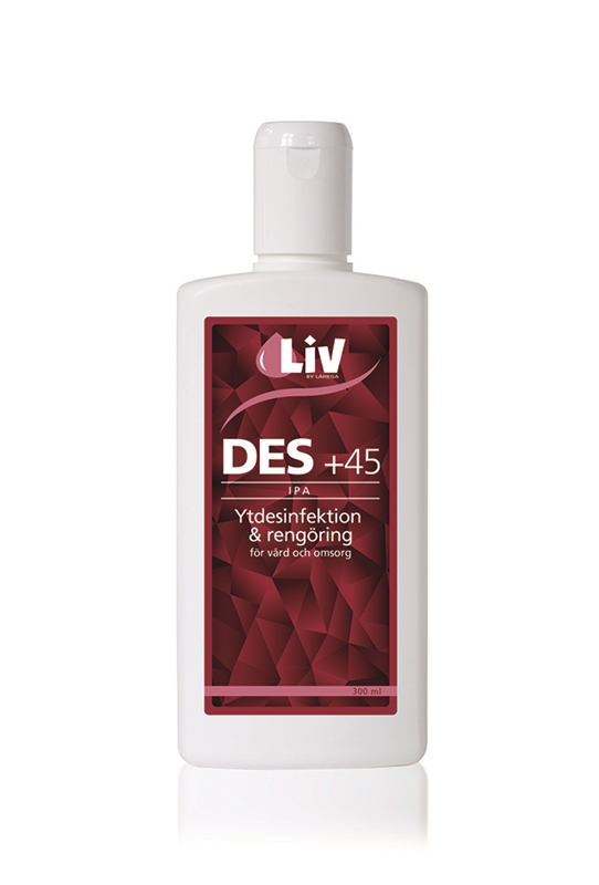 Ytdesinfektion Liv IPA 45%, 300ml flaska m tensid - LiV