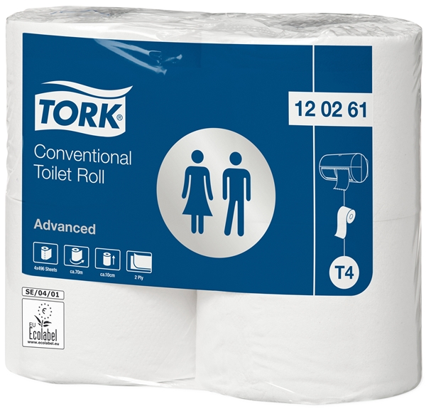 Toalettpapper 2-L Normal T4, Tork Advanced Extra lång 61,6m - Tork - 1