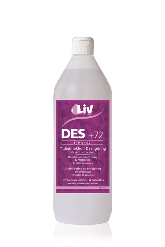 Ytdesinfektion Liv 72% , 1000ml flaska m tensid