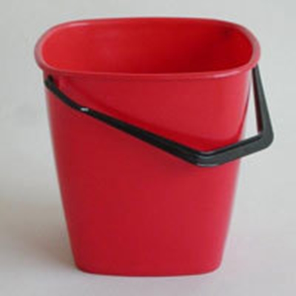 Hink fyrkantig plast, 9,5L röd för bla städvagn