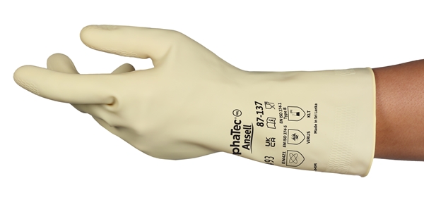 Handske hushåll latex , 7,5 (M) AlphaTec 87-137 - AlphaTec - 1