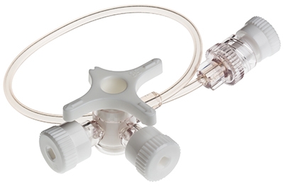 3-vägskran Connecta, 10cm slang utan inj port vit