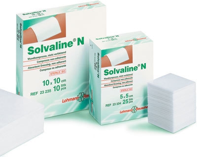 Foliekompress Solvaline N, 5x5cm steril - Solvaline