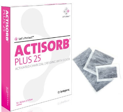Kol/silverkompress Actisorb Plus 25, 10,5x10,5cm - Actisorb