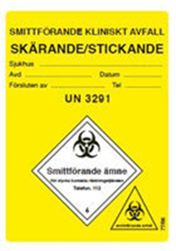 Etikett, 100x70mm UN3291 rle100st