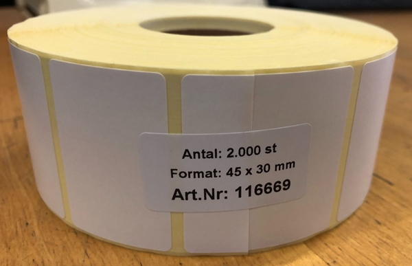Etikett självhäftande, 30x46mm avtagbar rle2000