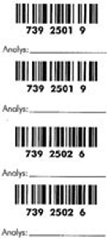 Remissnummeretiketter SC, RVN